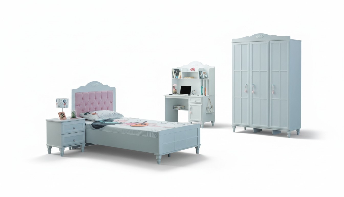 Komplette KindermÃ¶bel Kinderbett Bett Holz Set 4tlg Kinderzimmer WeiÃ