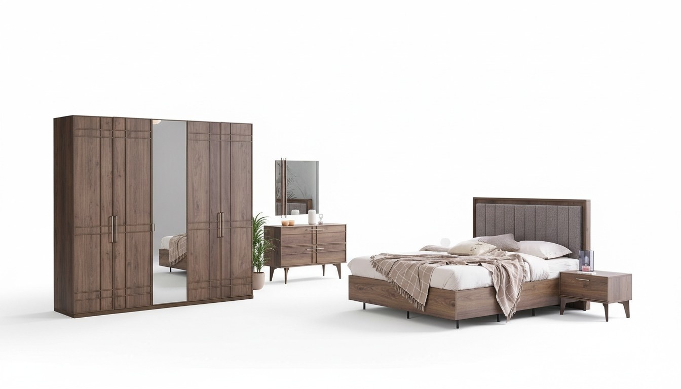 Komplette SchlafzimmermÃ¶bel Doppelbett Holz 6tlg Schlafzimmer Braun