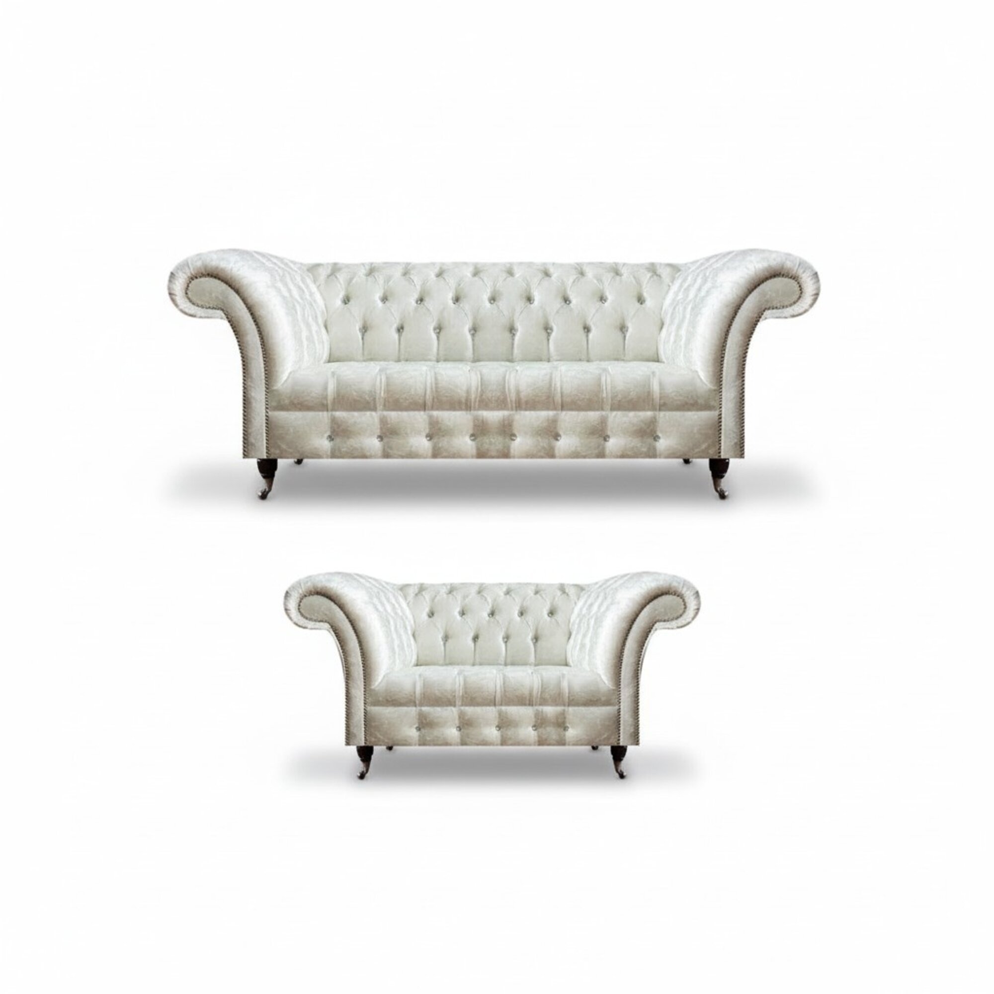 Komplette WeiÃe Chesterfield Sofagarnitur Moderner 3-Sitzer Luxus 2-er