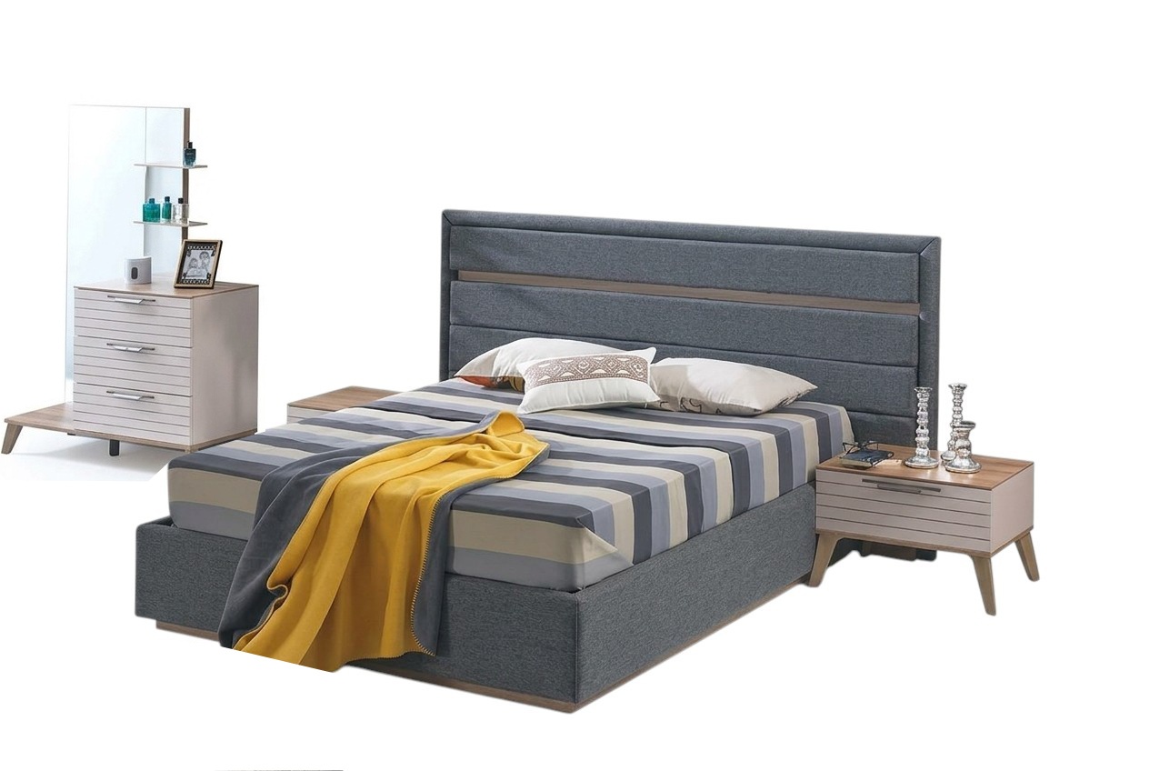 Komplettes Schlafzimmer Bett 2x Nachttische Set Kommode Sets Schlaf 4tlg