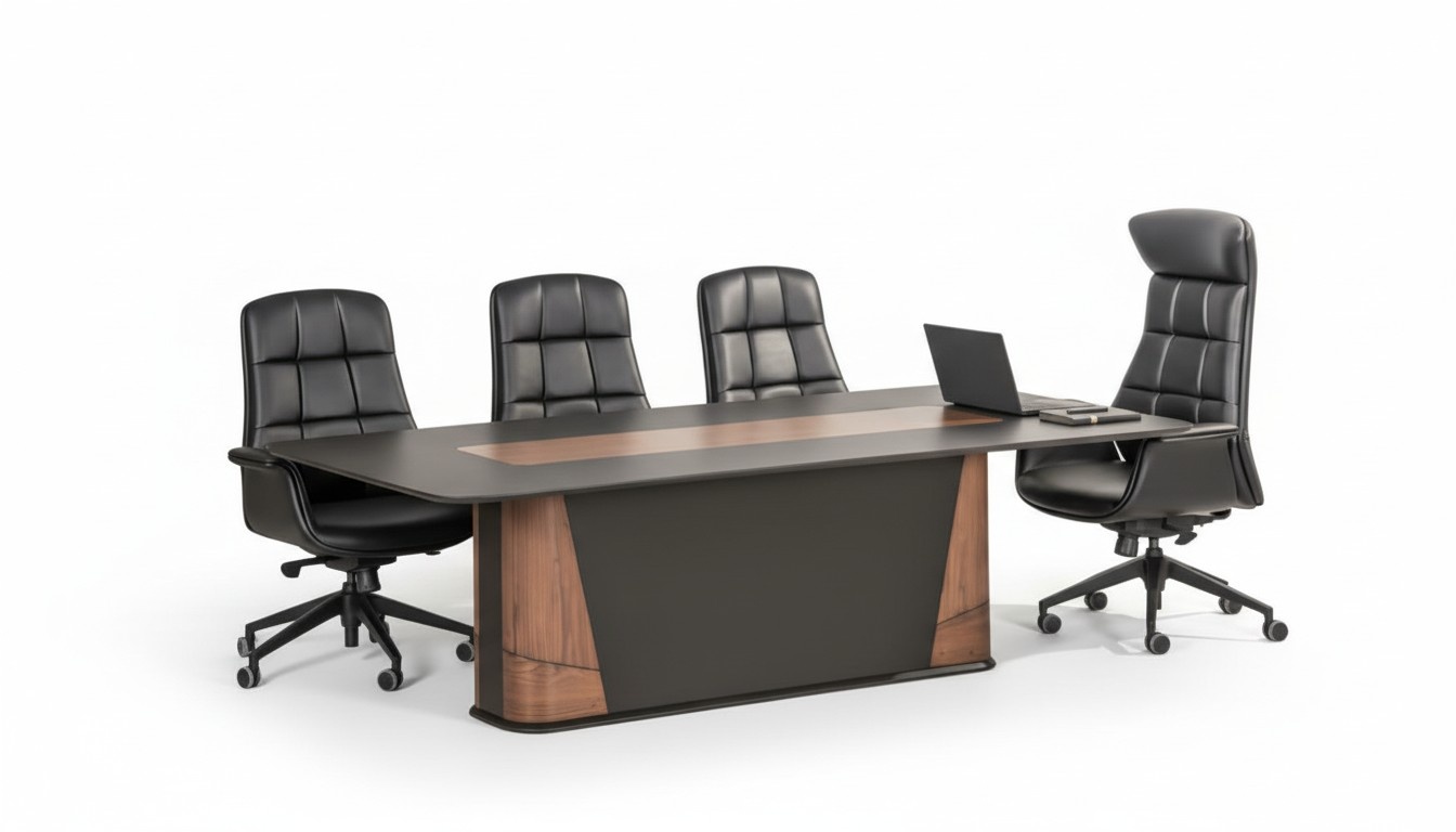 Konferenz set Besprechungs 4x StÃ¼hle Tisch Luxus BÃ¼ro MÃ¶bel Modern Braun Tische