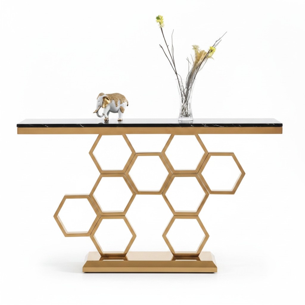 Konsolentisch Edelstahl Gold Wohnzimmer MÃ¶bel Konsolen 140cm Neu