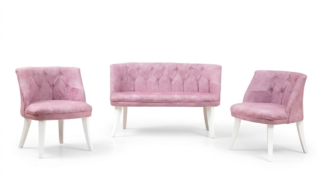 KÃ¼chen Sitzgarnitur Bank Sessel Rosa Chesterfield Garnitur SitzmÃ¶bel Stoff