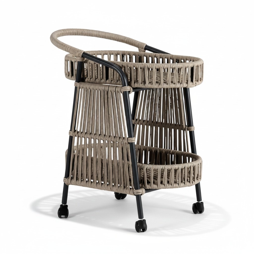 KÃ¼chenwagen Rattan Kitchen Furniture Rolling Table Rattan Serving Trolley