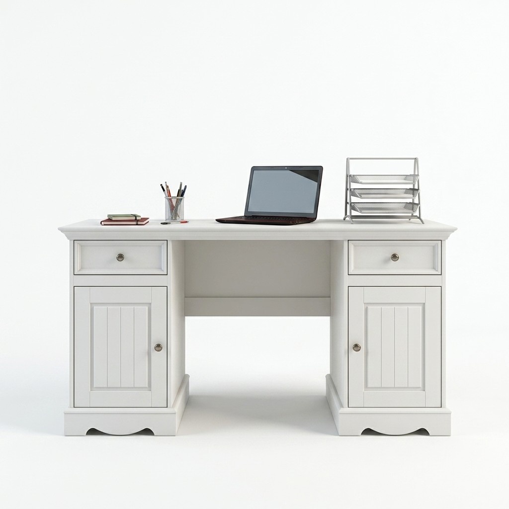 Landhaus Schreibtisch MÃ¶bel Arbeitszimmer BÃ¼romÃ¶bel Echtholz Office Tisch WeiÃ