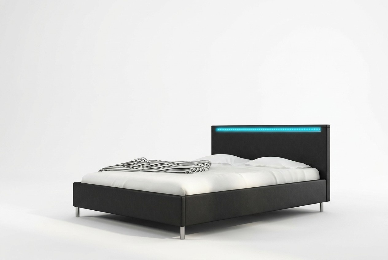 Leder Betten Design Bett Ehe Modernes Hotel Gestell LED Zimmer Luxus