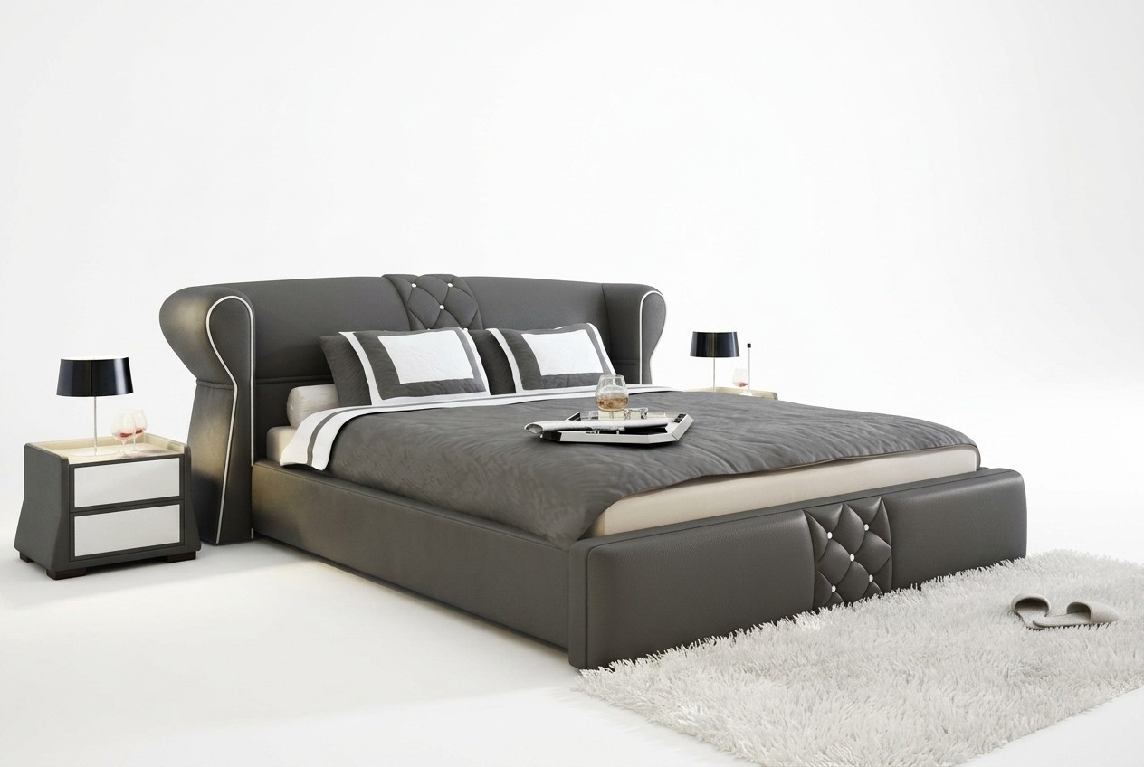 Leder Polster Bett Betten Hotel Klassisches Designer Doppel Ehe