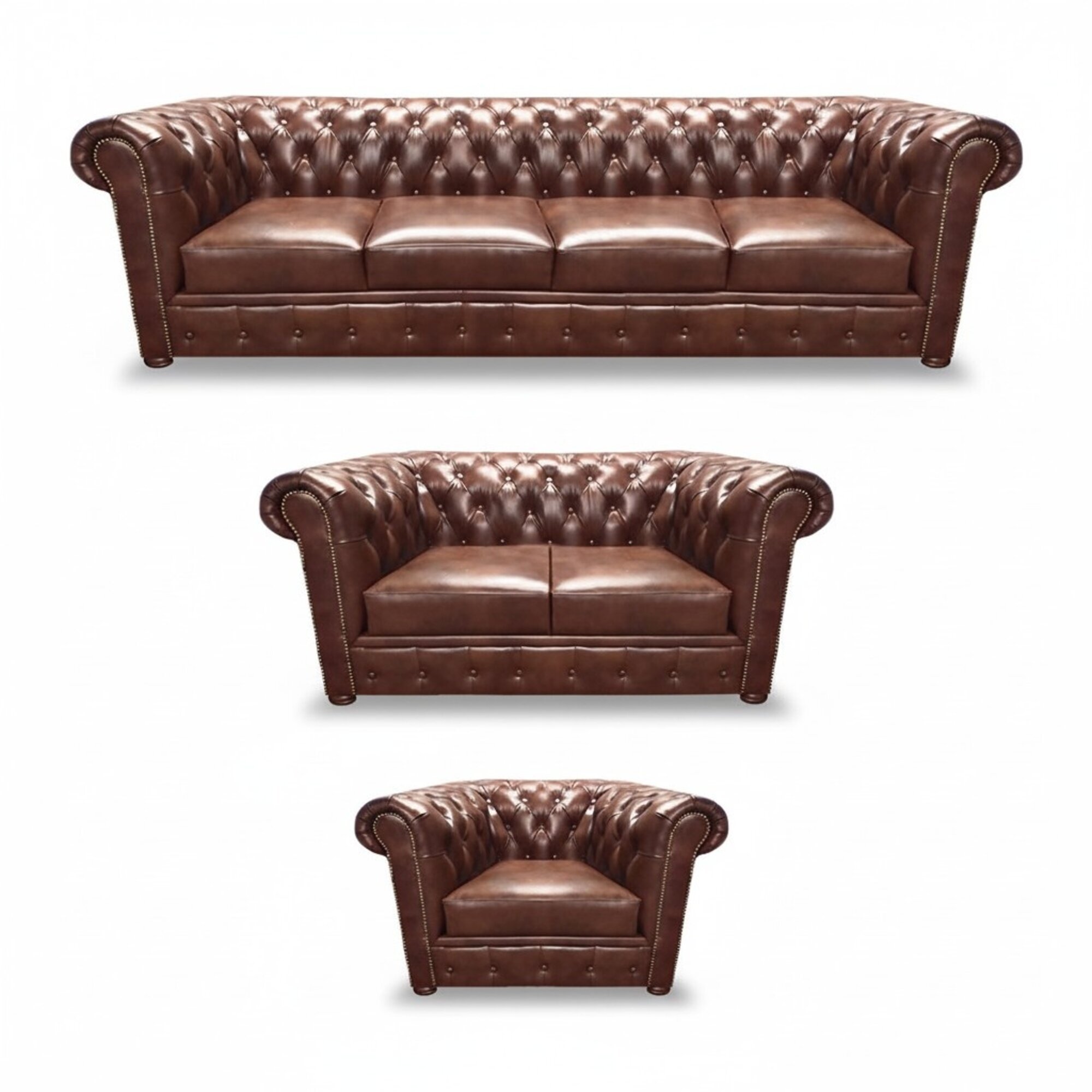 Leder PolstermÃ¶bel Wohnzimmer Set Einrichtung Braun Designer MÃ¶bel Chesterfield