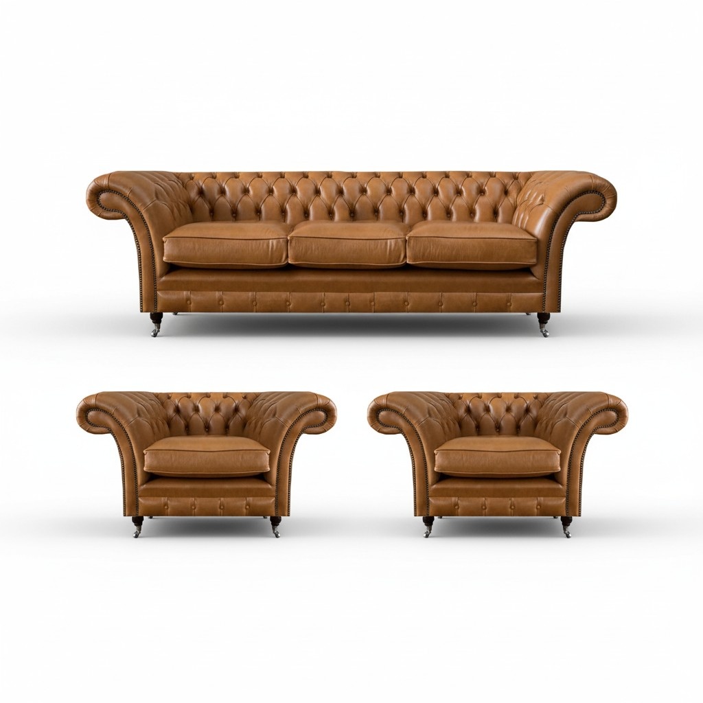 Ledersofa Braun Sofagarnitur 3+1+1 Sitzer Wohnzimmer Design LuxuriÃ¶se MÃ¶bel