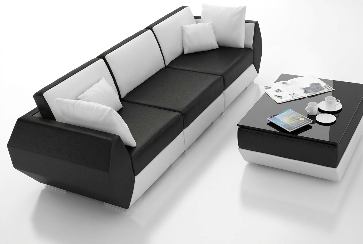 Ledersofa Couch Wohnlandschaft 3+3 Sitzer Garnitur Design Modern Sofa