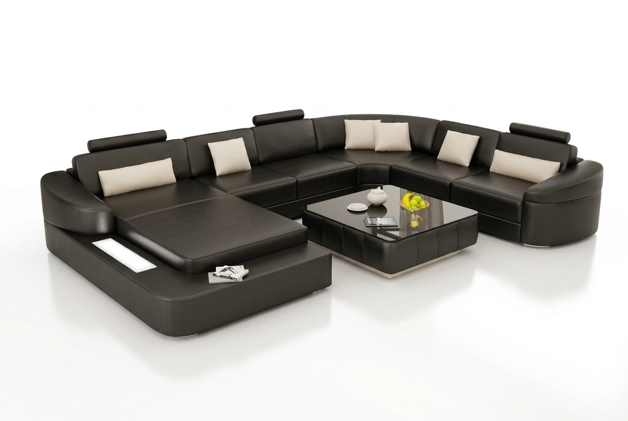 Ledersofa Couch Wohnlandschaft Ecksofa Eck Dekor Garnitur Modern Design