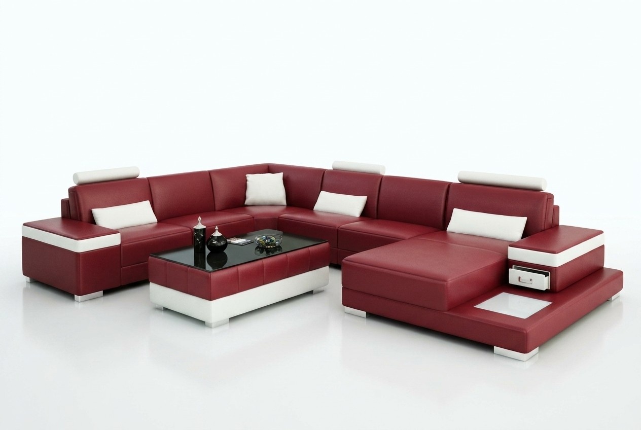 Ledersofa Couch Wohnlandschaft Ecksofa Eck Garnitur Design Modern Dekor Neu
