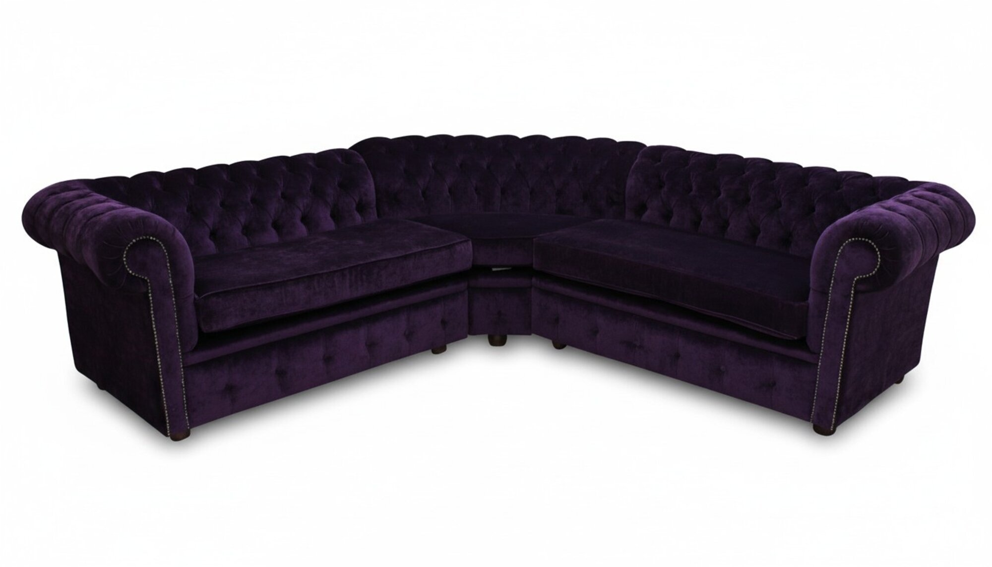 Lila Luxus Chesterfield Eck Couch Sofa Polster Sitz Garnitur Textil Stoff Sofas