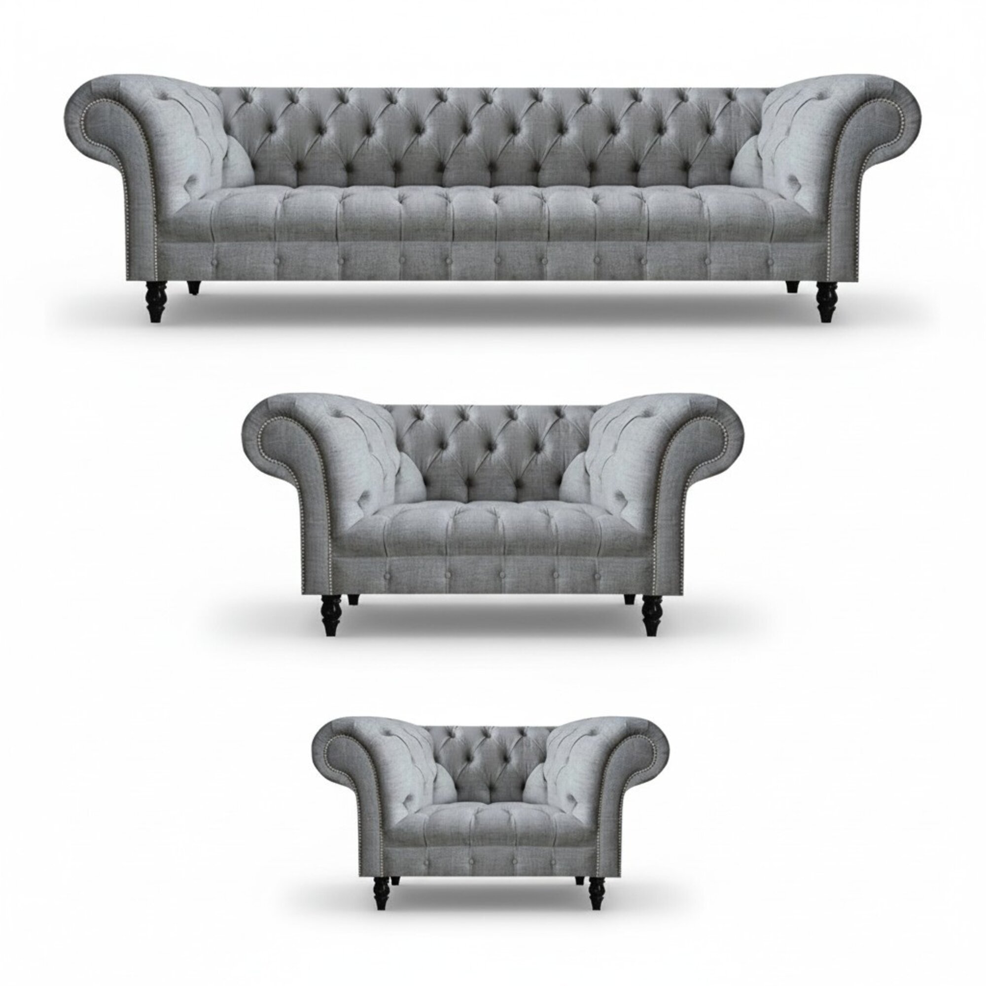 LuxuriÃ¶se Garnitur Chesterfield Sofagarnitur 4+2+1 Sitzer Grau MÃ¶bel