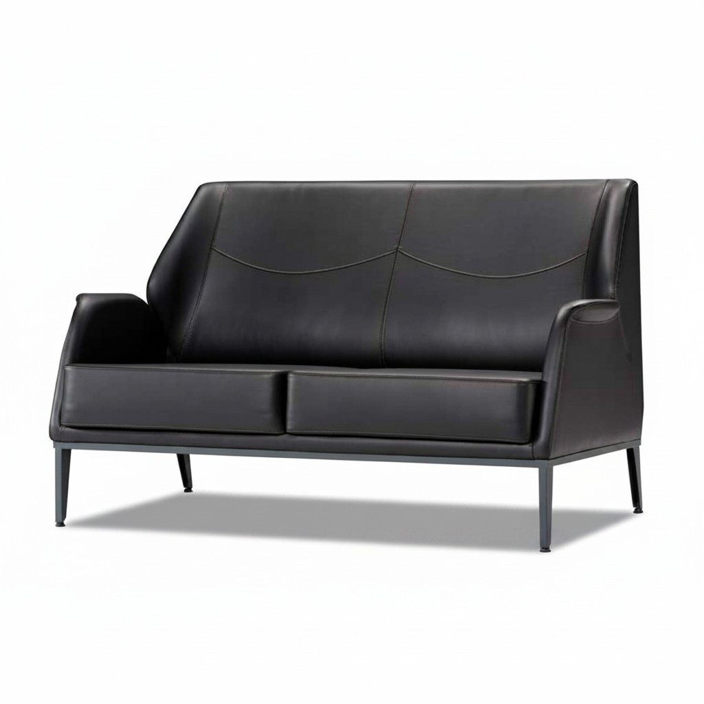 LuxuriÃ¶se Schwarze Ledercouch Designer PolstermÃ¶bel Moderner Zweisitzer