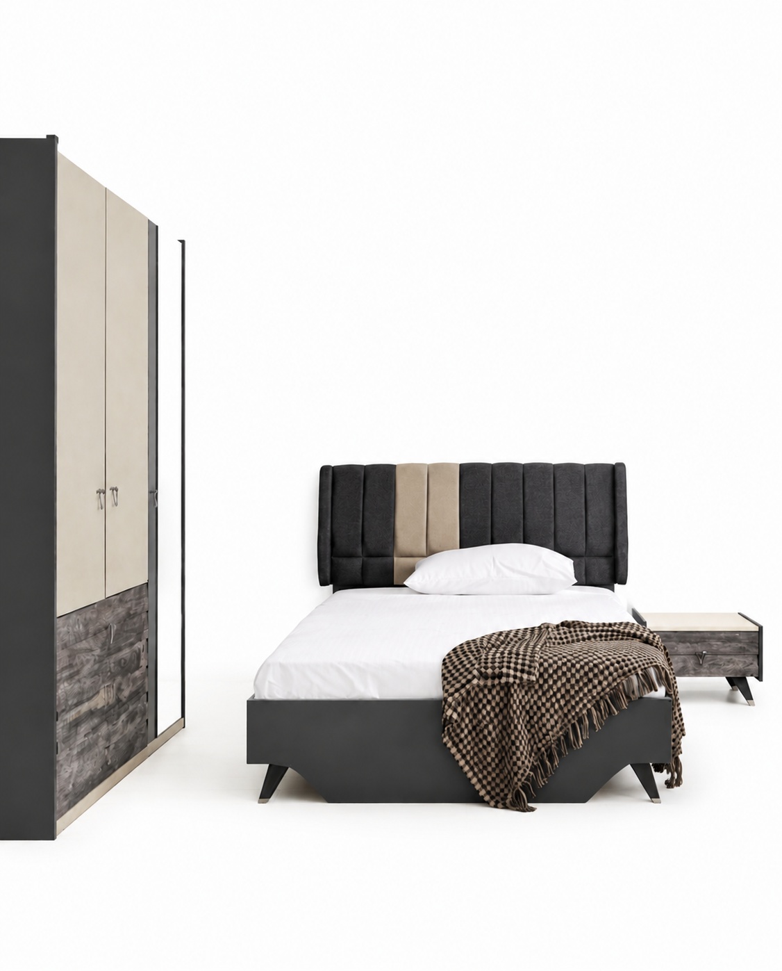 Schlafzimmer Bett Nachttisch Kleiderschrank Modern Luxus Setra Set