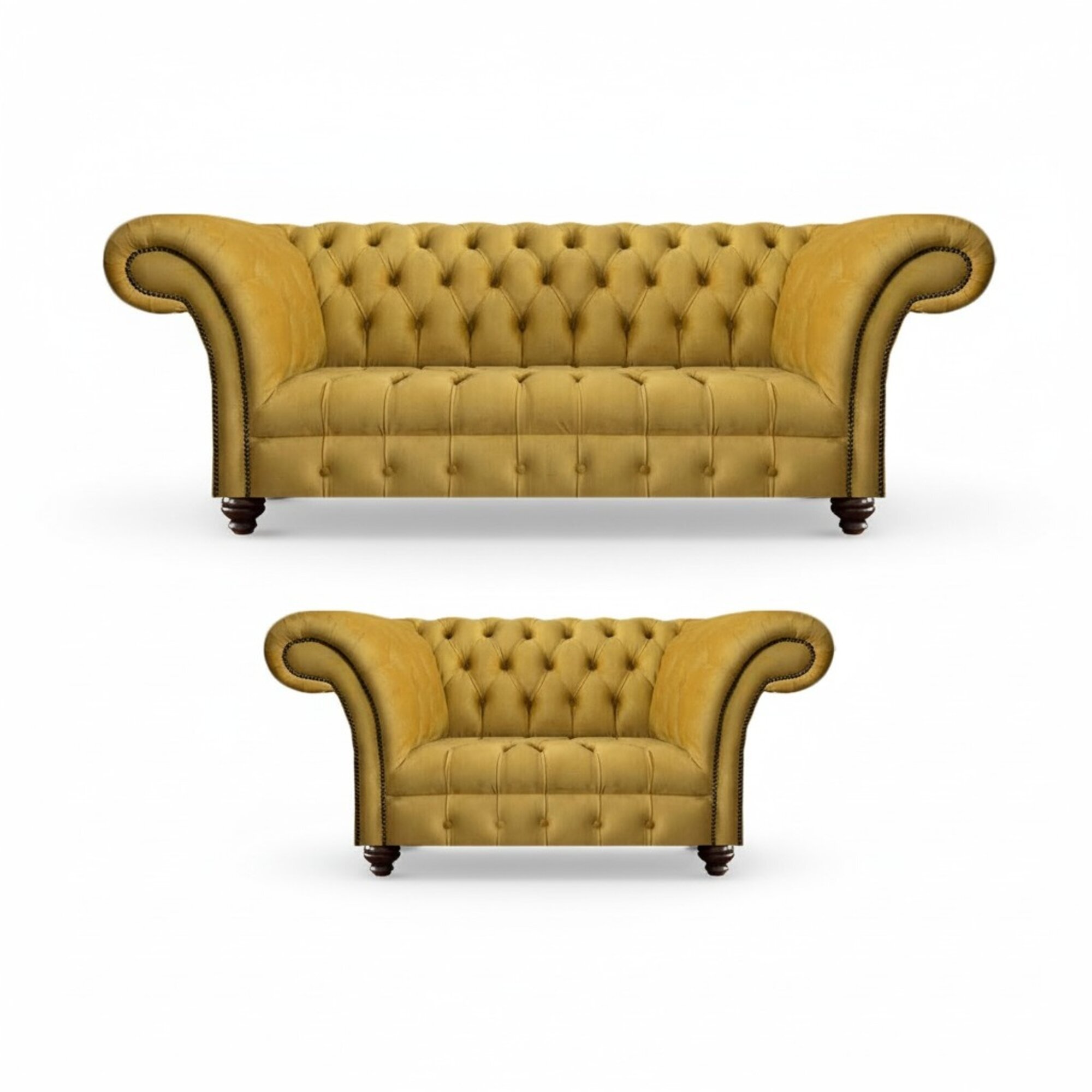 Luxus 2x Sofas Gelb Neu Modern MÃ¶bel Wohnzimmer Sofagarnitur Sitz Chesterfield