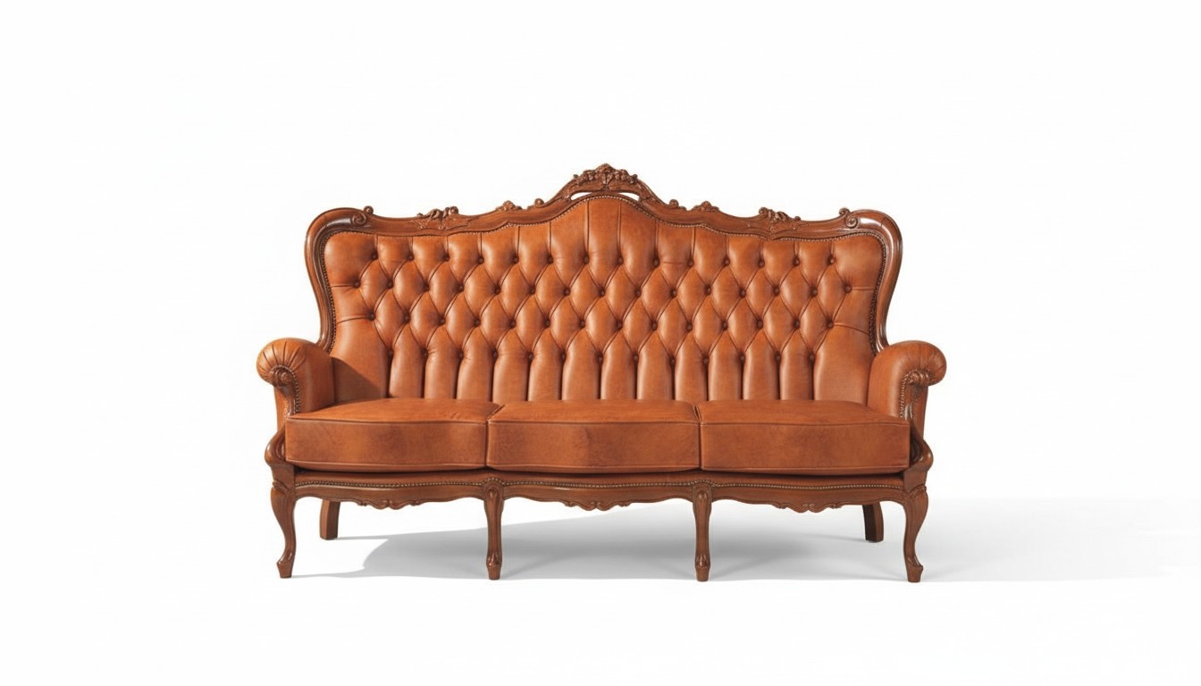 Luxus 3-Sitzer-Sofa 3-Sitzer-Sofa aus braunem Leder Art dÃ©co Stil MÃ¶bel Leder