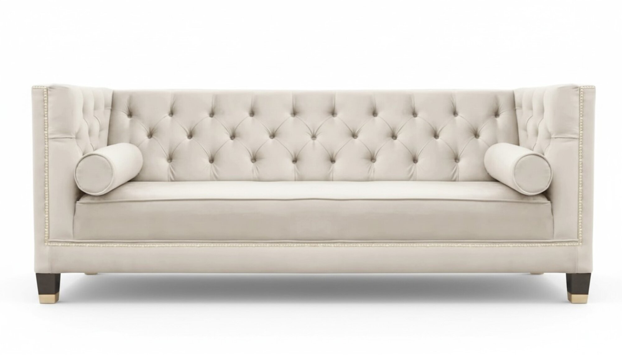 Luxus Beige Chesterfield Samt Dreisitzer Polster MÃ¶bel Hotel Wohnzimmer Praxis