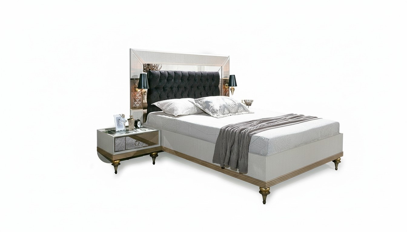 Luxus Bett mit Glas Elementen Doppel Betten Bettgestell MÃ¶bel 180x200