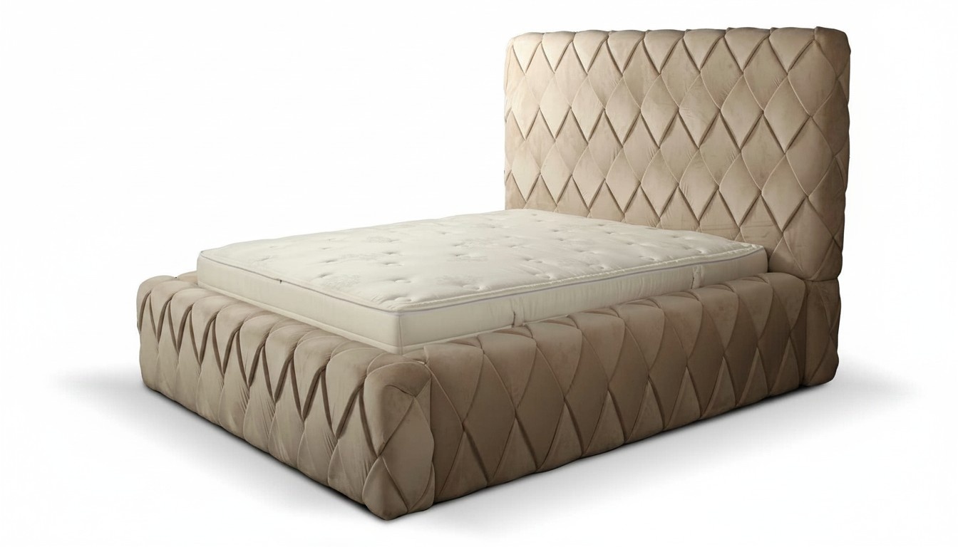 Luxus Bettrahmen 180x200 cm Farbe beige Kopfteil Betten Schlafzimmer MÃ¶bel