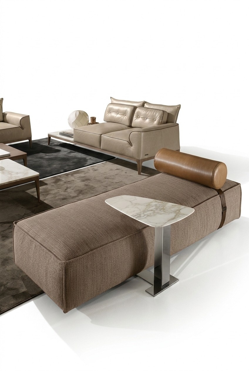 Luxus Chaiselongue Stoff Wohnzimmer Design Sofa Braun MÃ¶bel Couchen Prianera