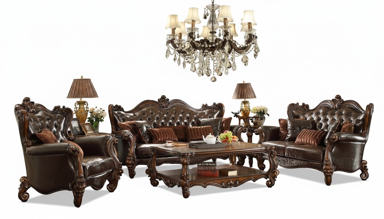 Luxus Chesterfield Sofagarnitur 3+2+1 Sitzer + Couchtisch MÃ¶bel Couch