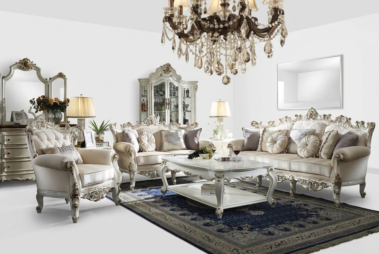 Luxus Chesterfield Sofagarnitur 3+2+1 Sitzer mit MÃ¶bel Couchtisch Couch