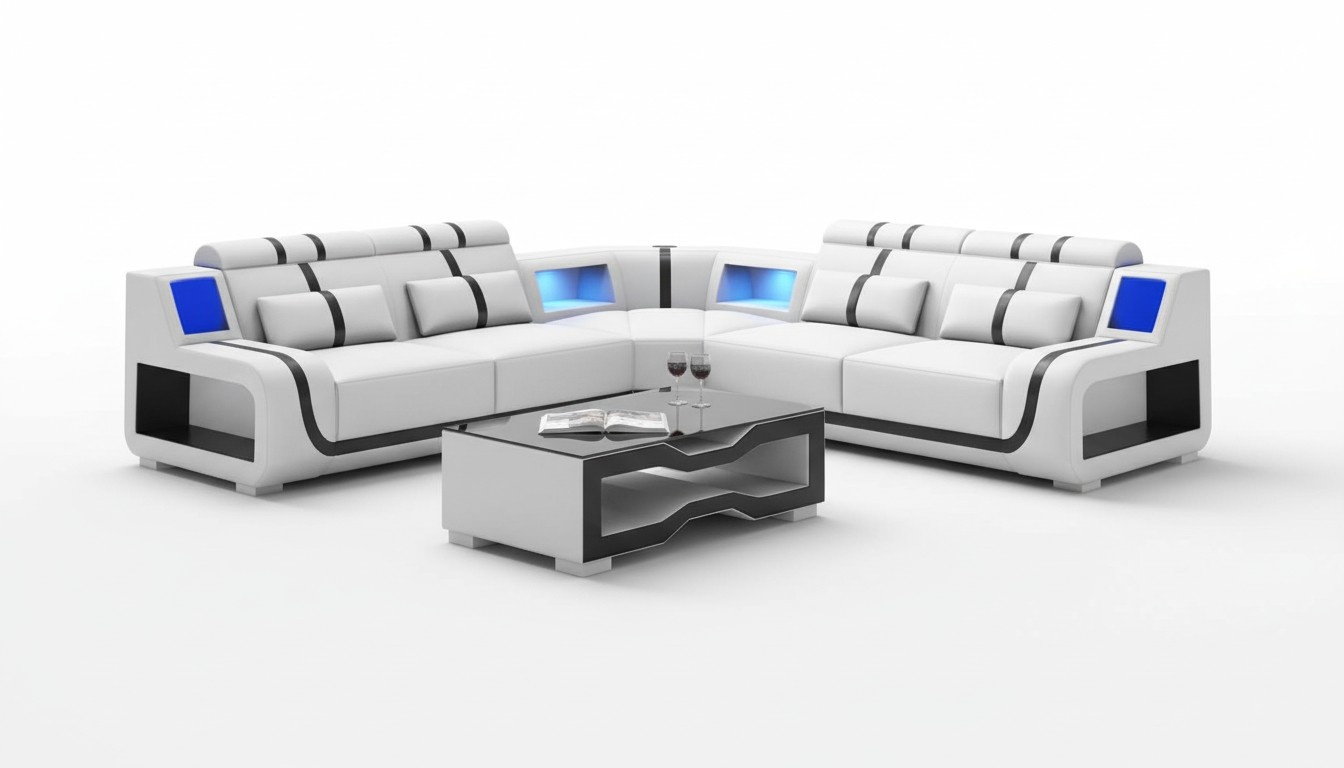 Luxus Couch Ecksofa L Form WeiÃ Modern Ledersofa couchen Sofa Sofas