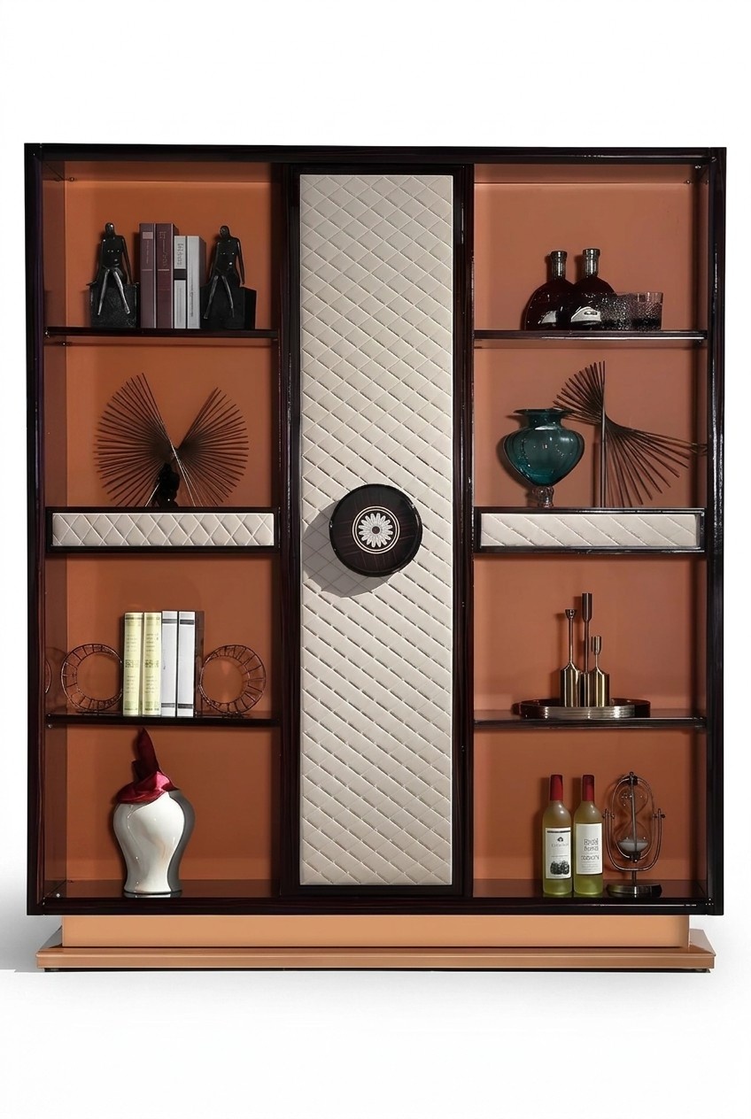 Luxus Designer Vitrine Schrank Holz Leder BÃ¼cher SchrÃ¤nke Wohn Arbeits