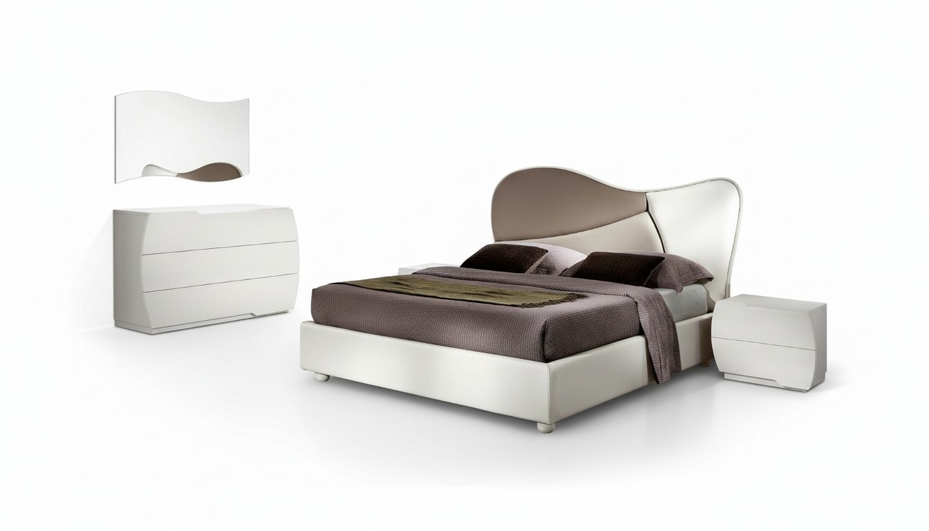Luxus Doppel Bettgestelle Bett WeiÃ Doppelbett Leder Holz Modern Design Neu
