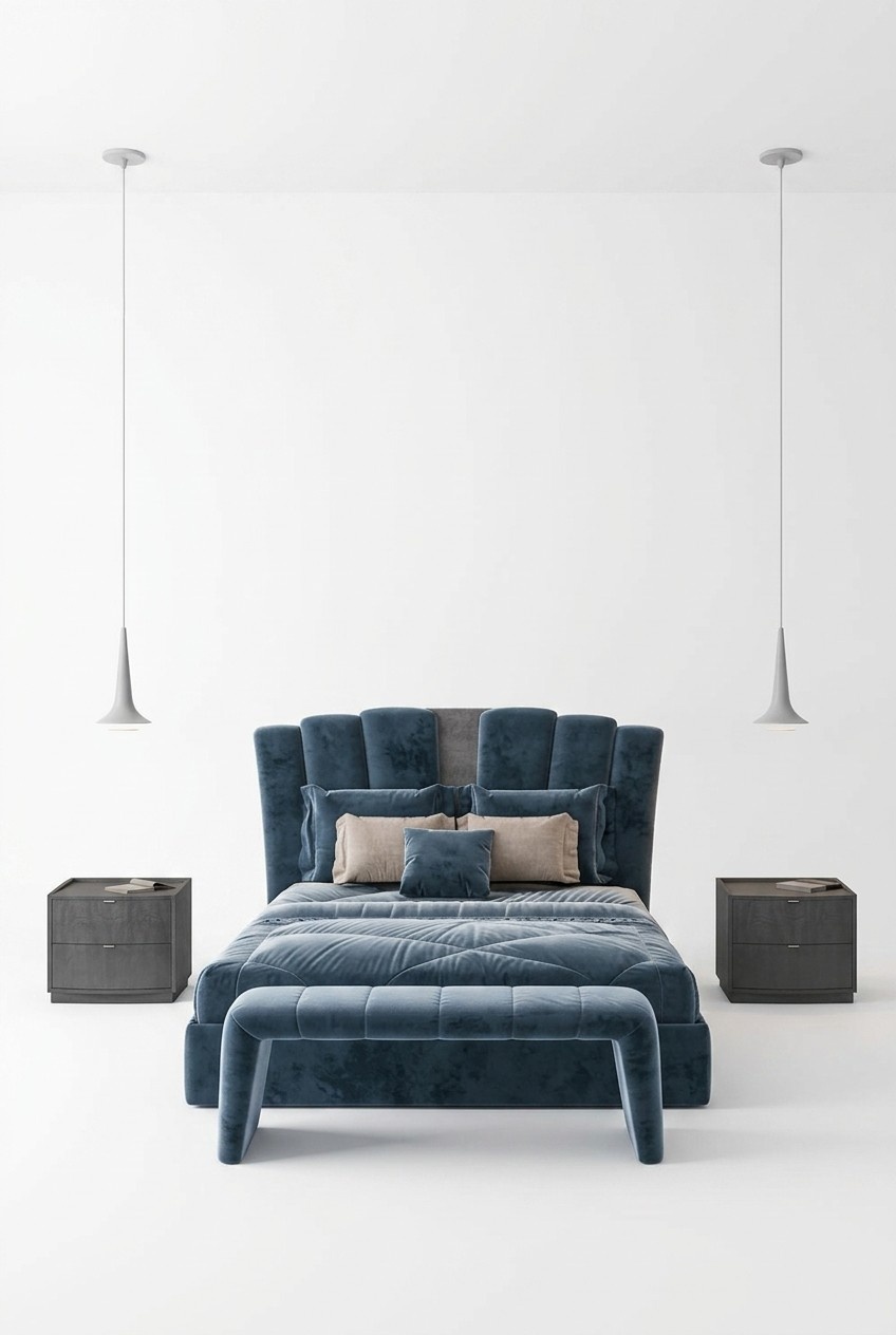 Luxus Doppel Hotelbetten Italienische MÃ¶bel Neu Modernes BettBlau Polster Design
