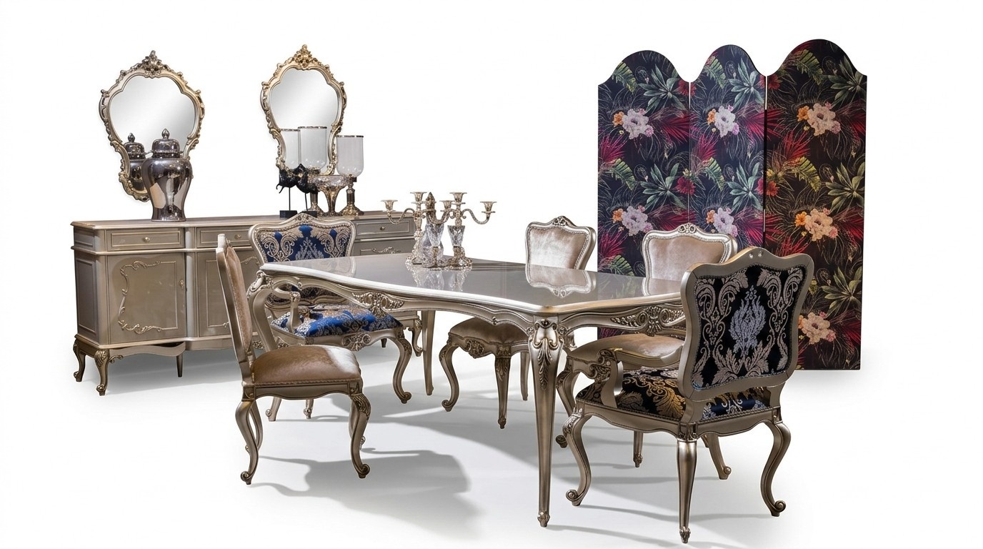 Esszimmer Set Tisch + 6x LehnstÃ¼hle Stuhl Essgruppe Essgarnitur 7tlg.