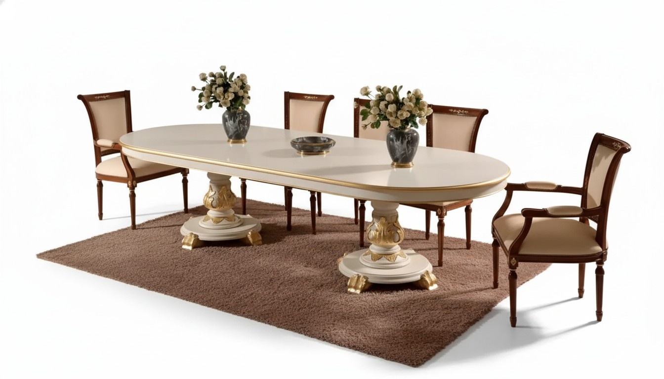 Luxus Esszimmer Tisch Oval WeiÃ Esstische Holz Italienische MÃ¶bel Art dÃ©co Neu