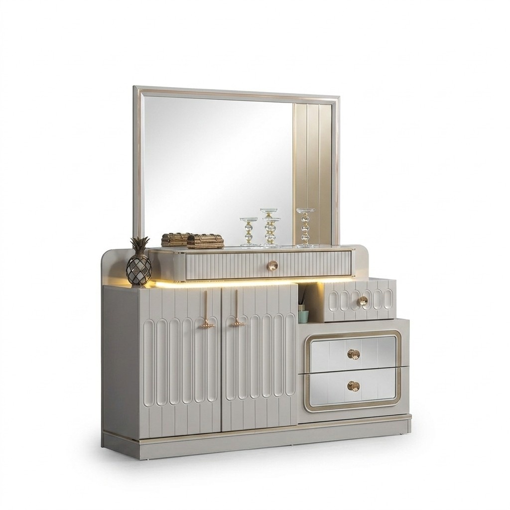 Luxus Kommode mit Spiegel Schlafzimmer mÃ¶bel stil weiÃ Sideboard MÃ¶bel