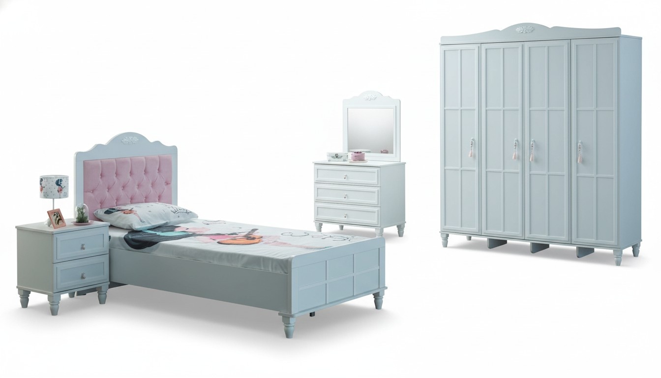 Luxus Komplette KindermÃ¶bel Kinderbett WeiÃ Holz Set 5tlg Kinderzimmer
