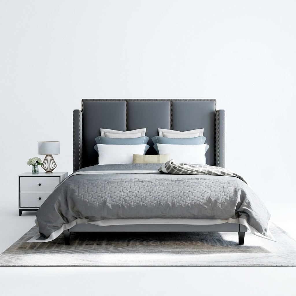 Luxus Leder Bett Metall Gold Design Betten Polster Hotel 180x200cm