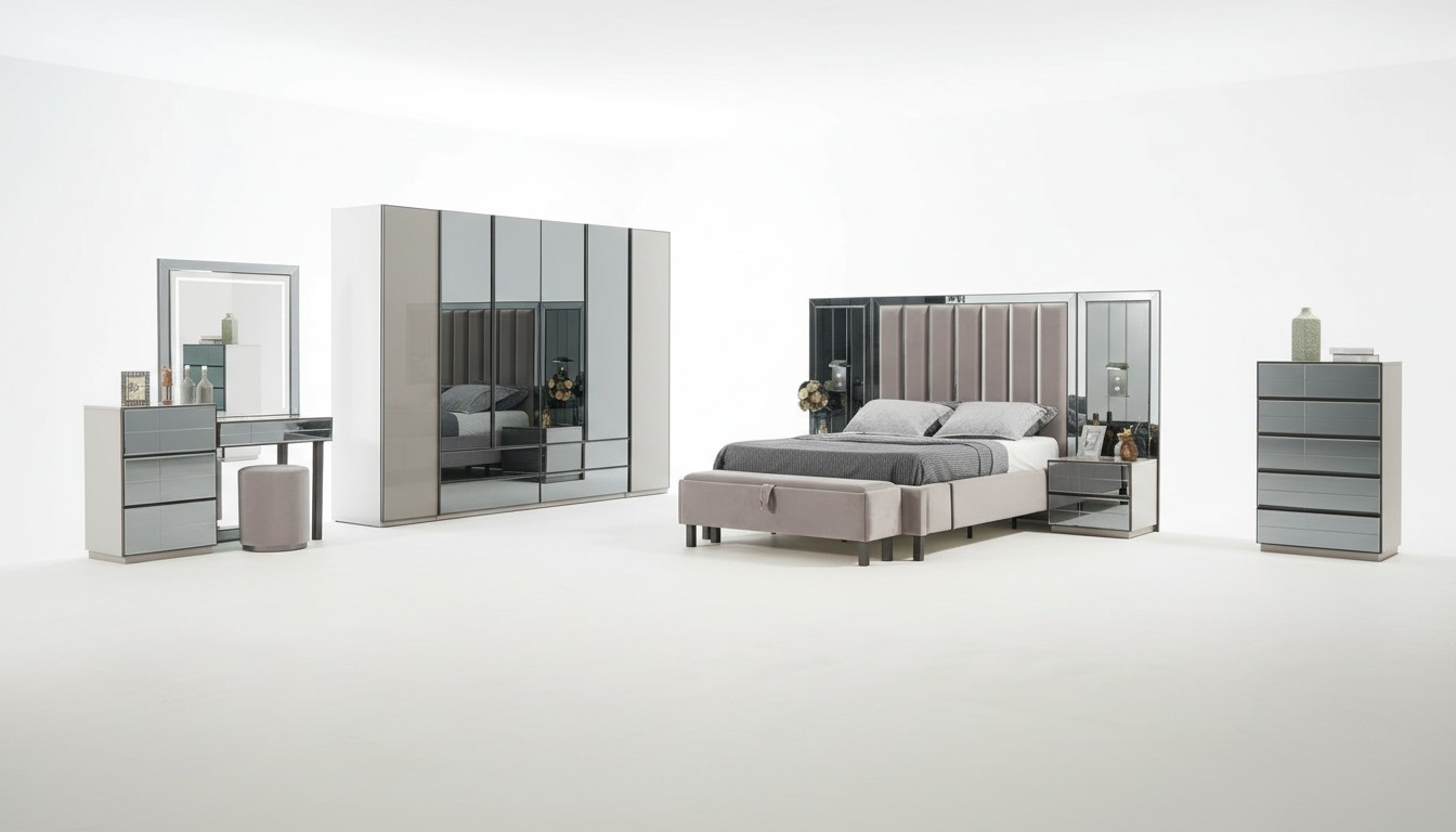 Luxus Schlafzimmer 8tlg Set Komplettes Zimmer MÃ¶bel Bett Nachttisch Schrank Neu