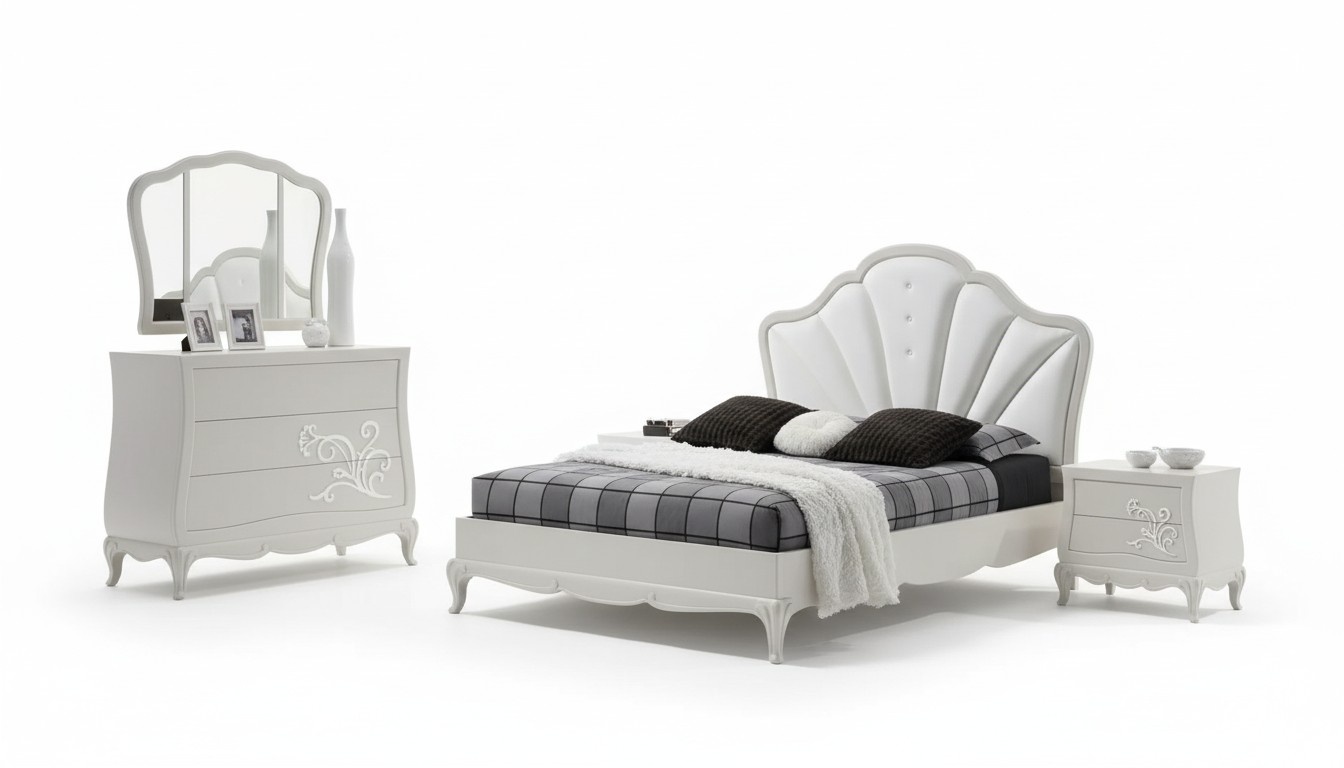 Luxus Schlafzimmer Set 5tlg. Bett 2x Nachttische Kommode Designer MÃ¶bel