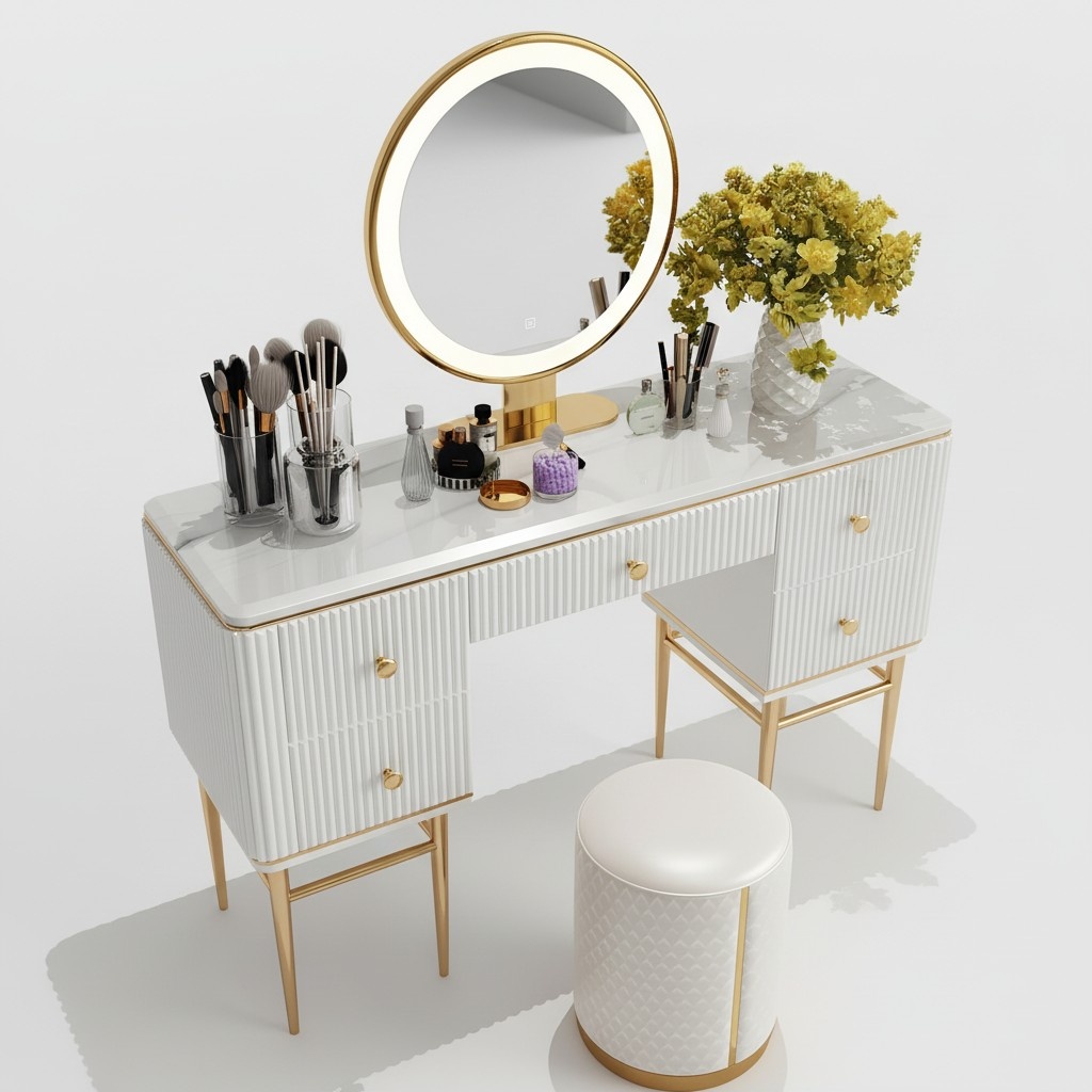 Luxus Schminktisch Spiegel Hocker Komplett Kommode Schlafzimmer