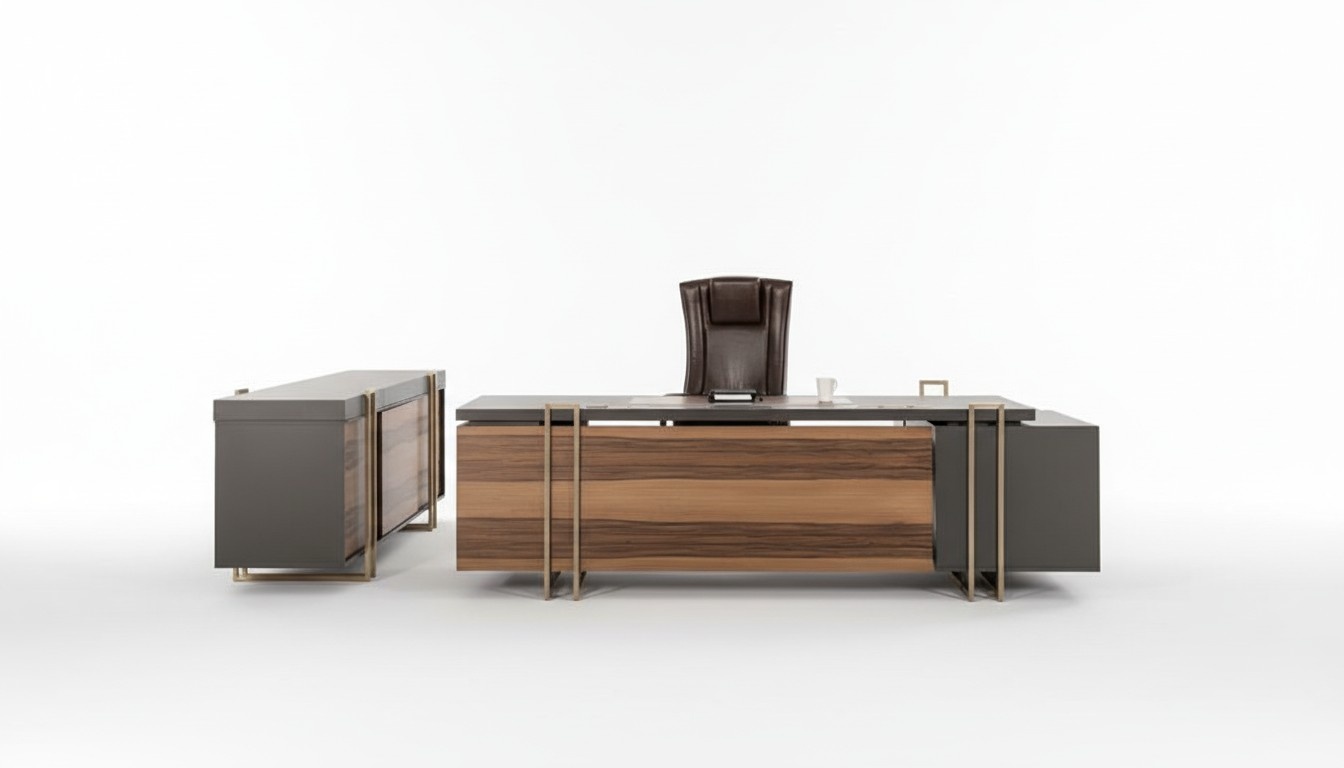 Luxus Schreibtisch Leder Holz Tische BÃ¼ro Tisch Einrichtung Designer Tische Neu