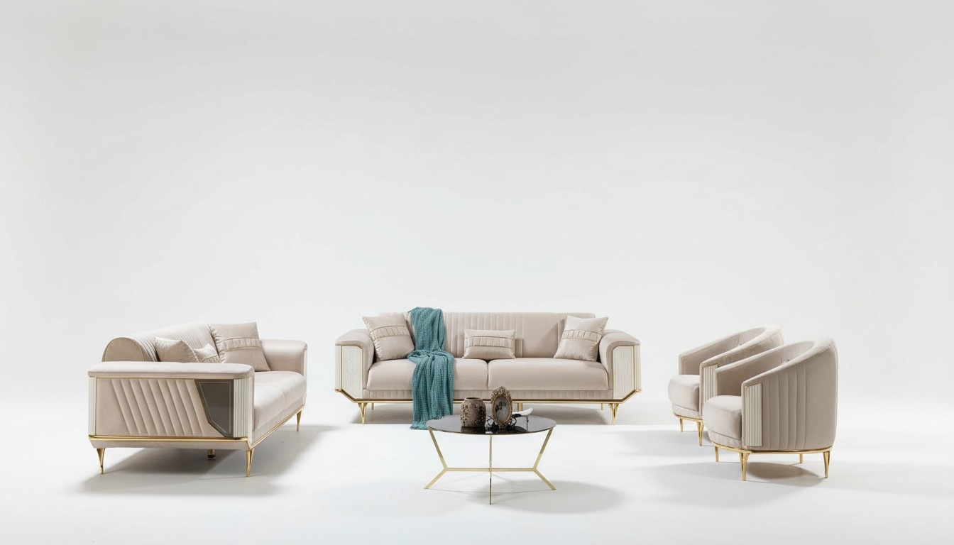 Luxus Sofagarnitur 3+3+1+1 Couch Polster MÃ¶bel Dreisitzer Set Textil 4tlg