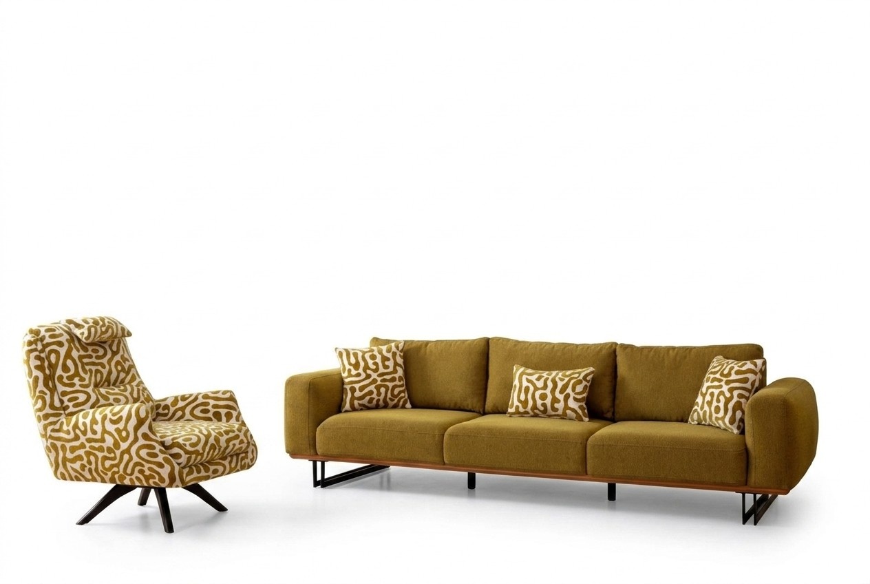 Luxus Sofagarnitur 4 + 1 Sitzer Set Designer Sofa Textil Polster Couchen