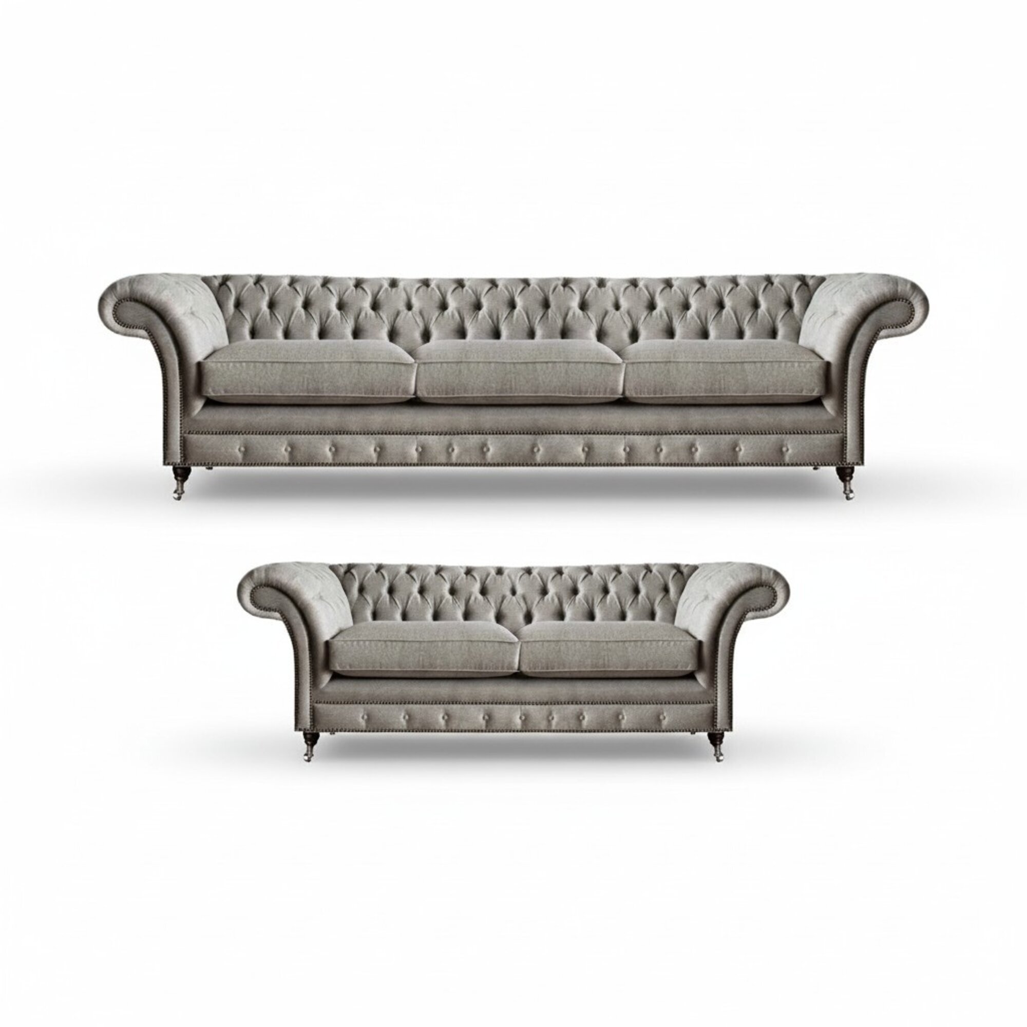 Luxus Textil Komplett 2x Sofas Couchen Wohnzimmer Komplett Set Chesterfield