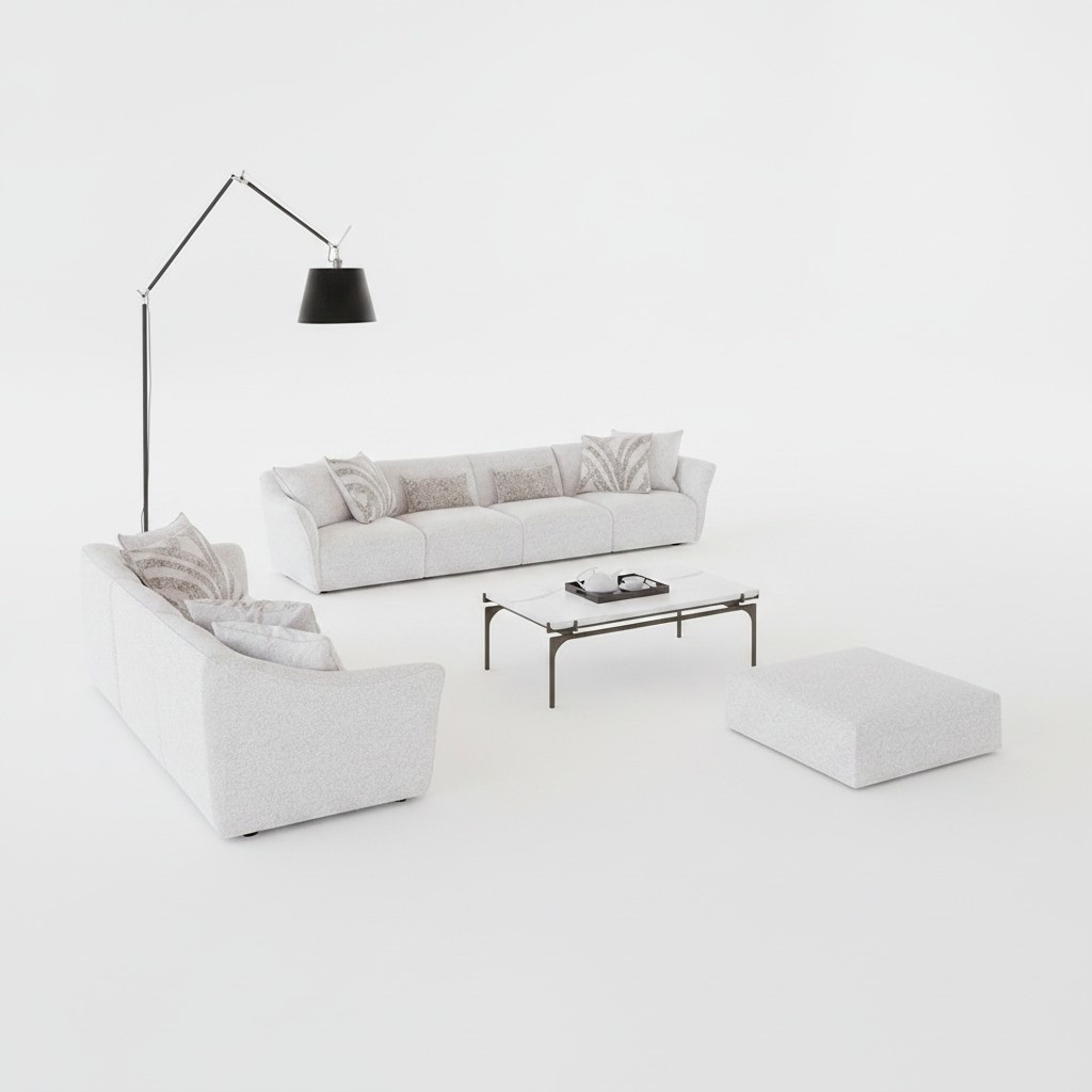 Luxus WeiÃ 2x Sofa Viersitzer Wohnzimmer Couchtisch Modern Textil Einrichtung
