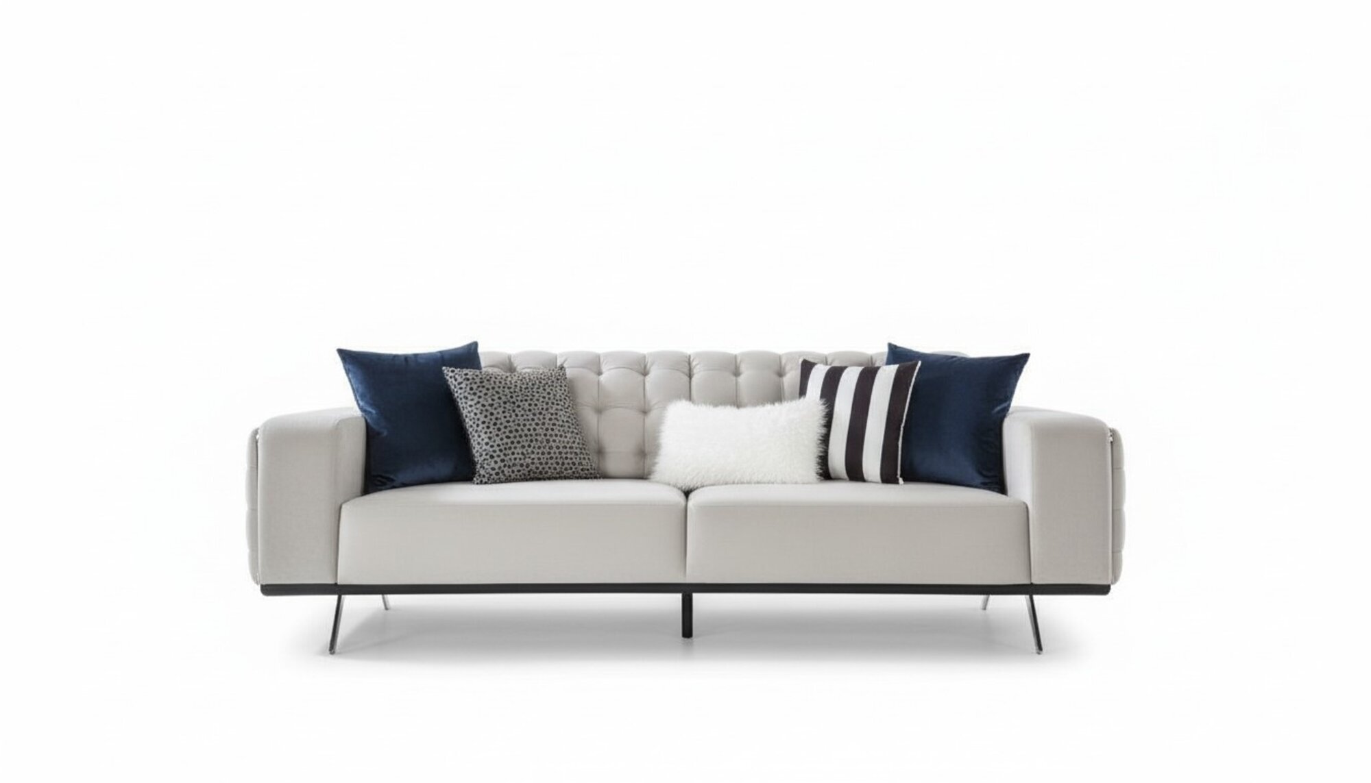 Luxus Wohnzimmer Sofa 2 Sitz Zweisitzer WeiÃ Couch Chesterfield Couchen Neu