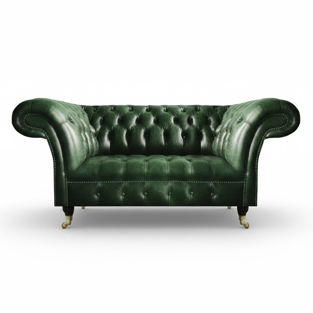 Luxus Zweisitzer Sofa Couch GrÃ¼n Leder Sofa Wohnzimmer Luxus Design Chesterfield
