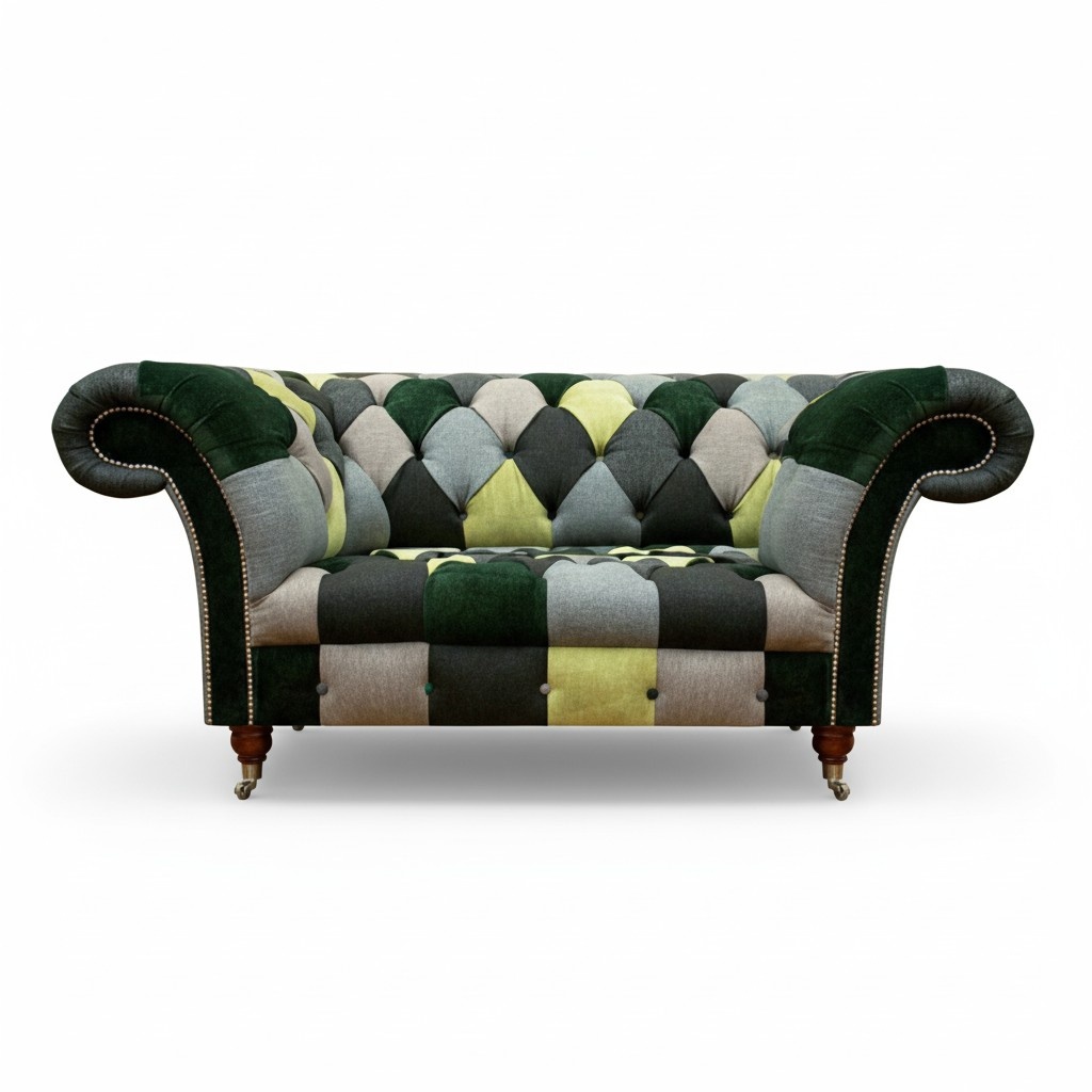 Mehrfarbig Modern Sofa Couch Zweisitzer Textil Wohnzimmer SitzmÃ¶bel Chesterfield