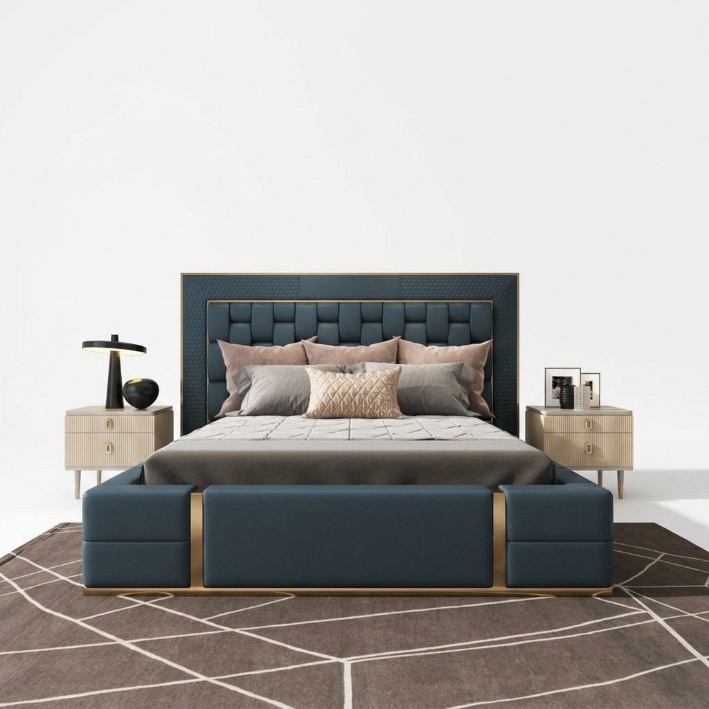 Modern Betten Luxus Schlaf Zimmer Neu Bett Design Luxus Blau Doppelbet