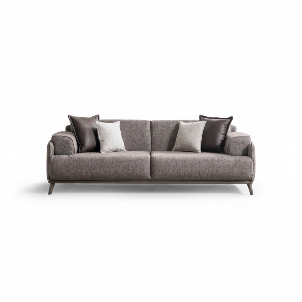 Modern braunes Stoffsofa 4-Sitzer mit Holzrahmen